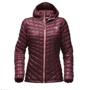 The North Face maroon short puffer jacket